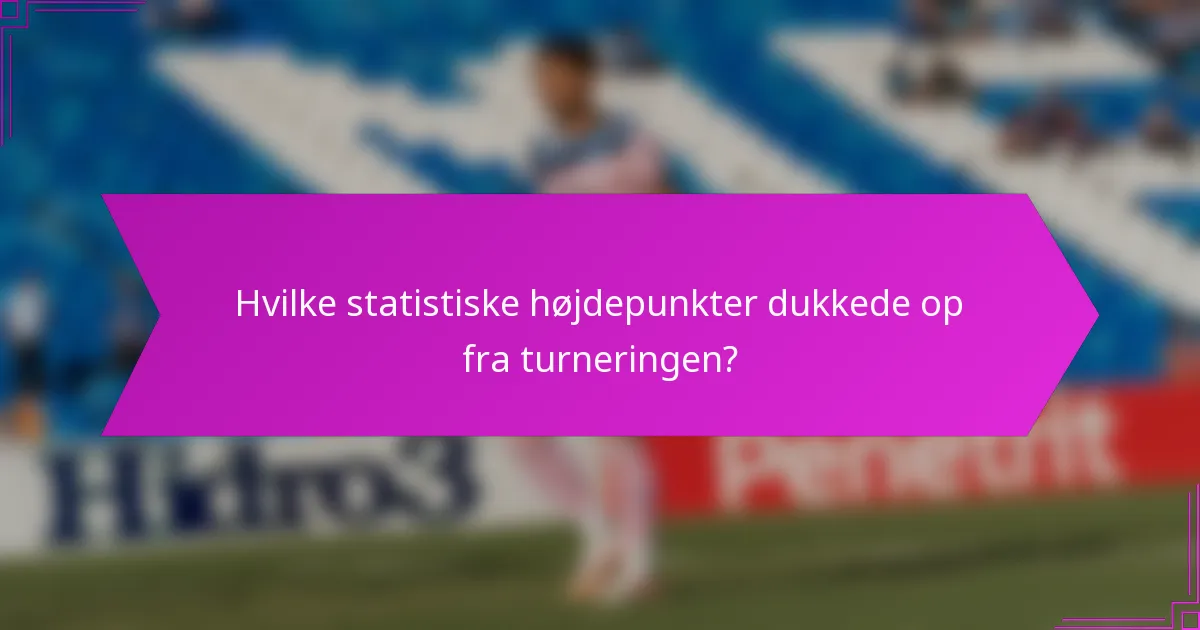 Hvilke statistiske højdepunkter dukkede op fra turneringen?